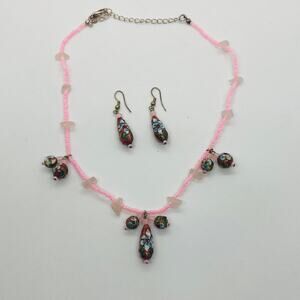 Handmade Necklace and Earrings Set, Adjustable Length